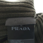 Prada Logo Label Wool Rib Knit Cap Beanie Hat Brown Sweater — view 7