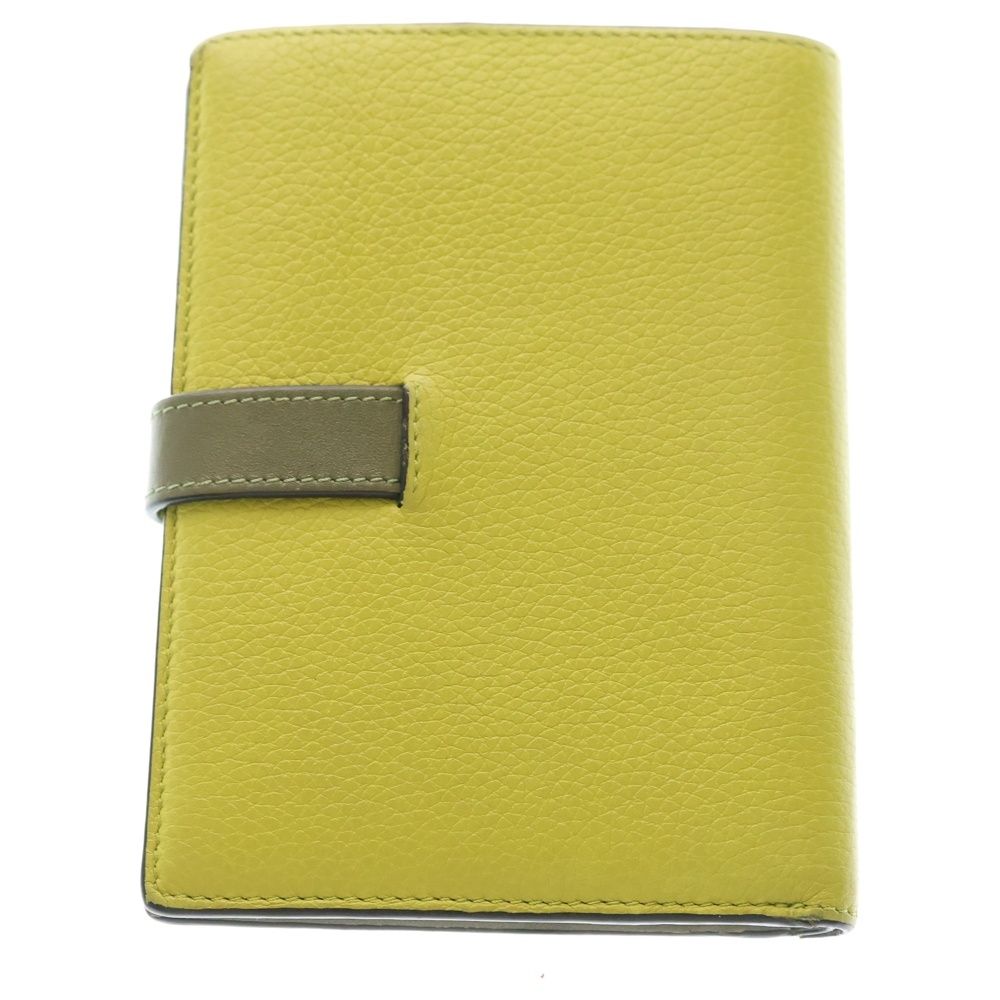 Loewe Vertical Wallet Compact Bifold Coin Case Green Khaki Leather Gold — view 2