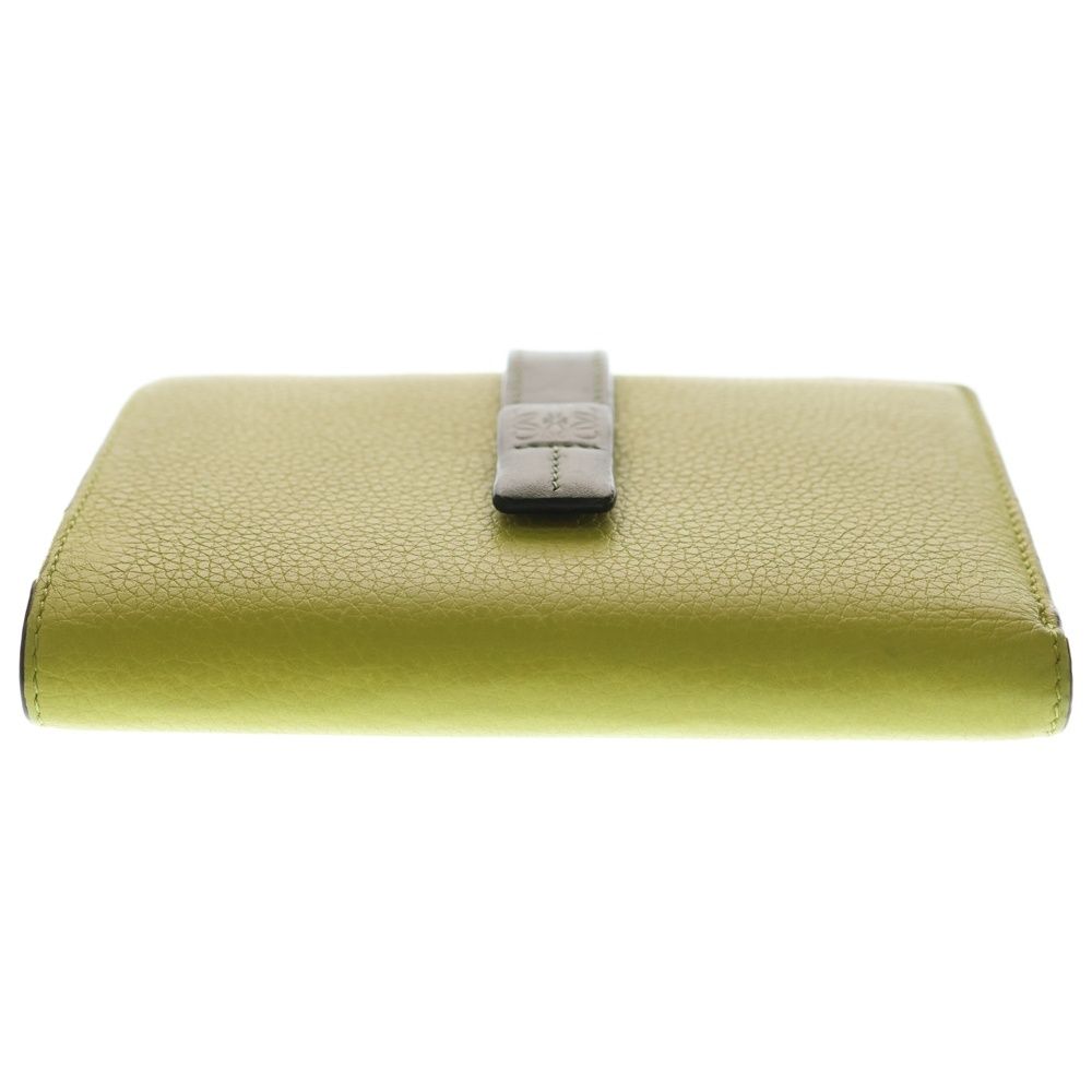 Loewe Vertical Wallet Compact Bifold Coin Case Green Khaki Leather Gold — view 3