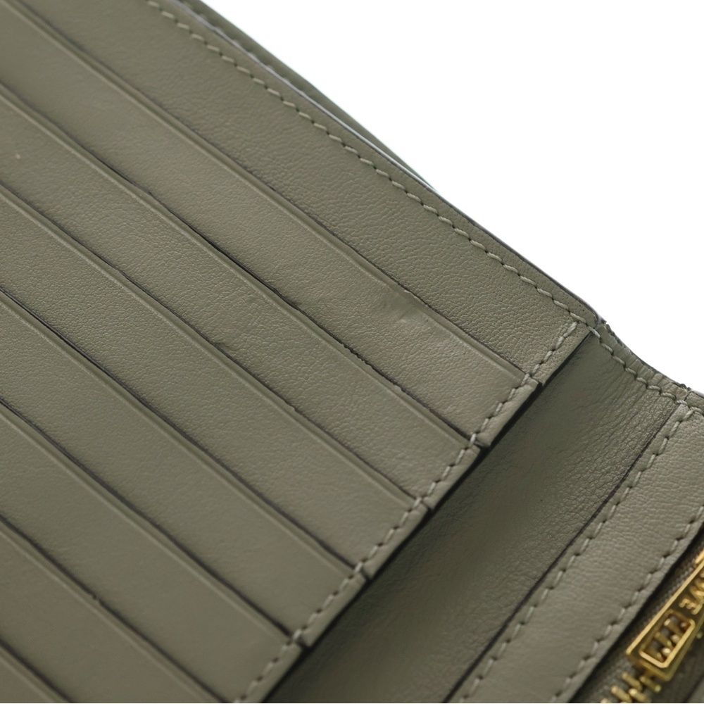 Loewe Vertical Wallet Compact Bifold Coin Case Green Khaki Leather Gold — view 5