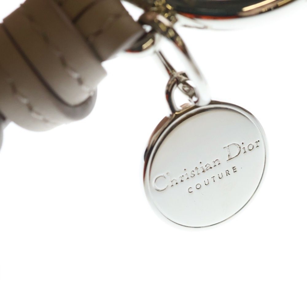 Dior Oblique Leather Key Holder Bag Charm Grey Silver — view 6