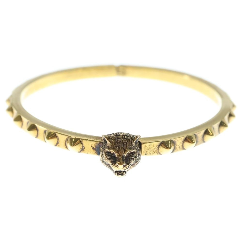 Gucci Cat Head Bangle Bracelet Gold 16c — view 5