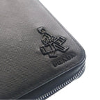 Prada Saffiano Travel Zip Around Wallet Black Leather Silver — view 5
