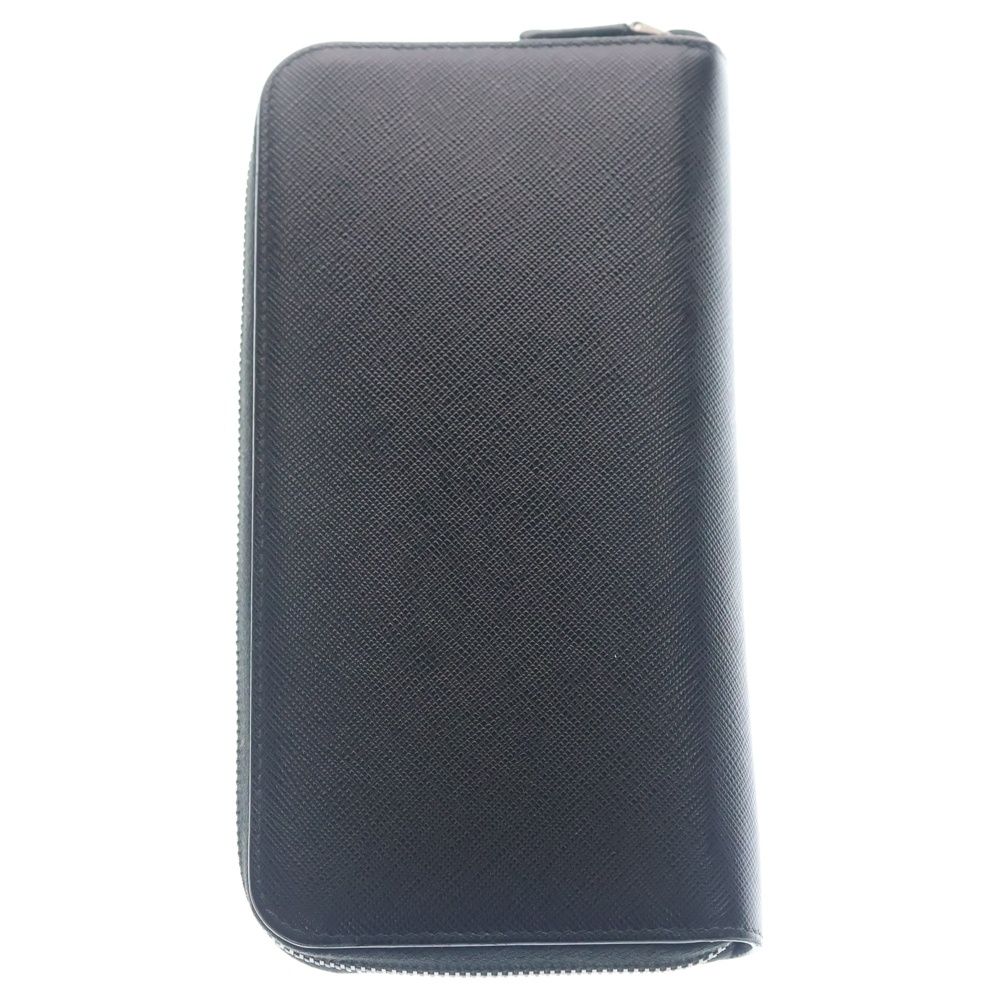 Prada Saffiano Travel Zip Around Wallet Black Leather Silver — view 2