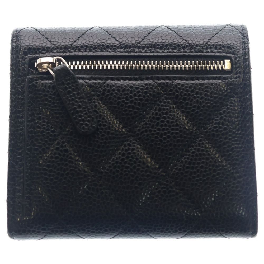 Chanel Quilted Classic Small Flap Wallet Compact Trifold Coin Case Black Caviar — view 2
