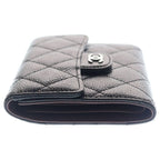 Chanel Quilted Classic Small Flap Wallet Compact Trifold Coin Case Black Caviar — view 3