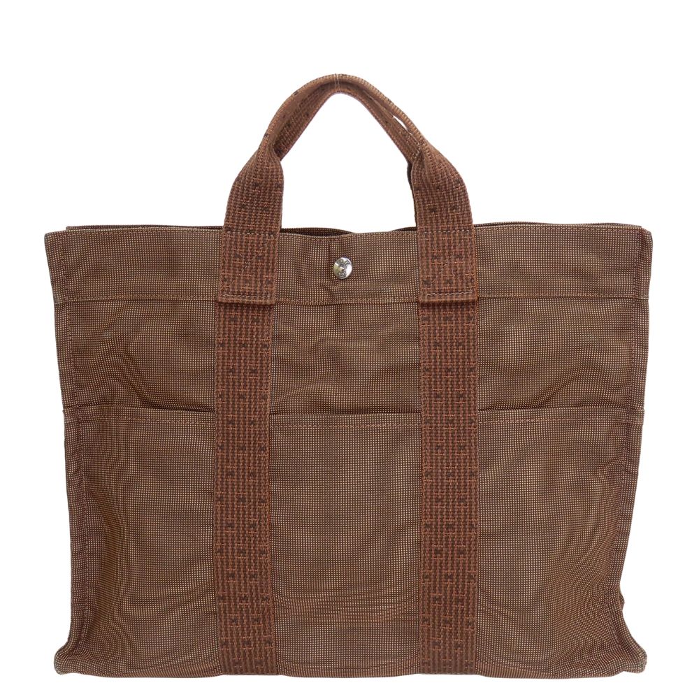 Hermes Tote Her Line MM Polyester Polyamide Brown Vintage — view 3