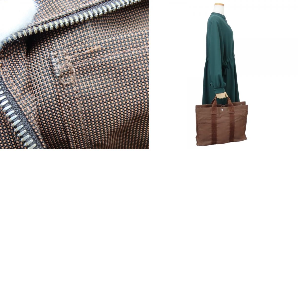 Hermes Tote Her Line MM Polyester Polyamide Brown Vintage — view 9