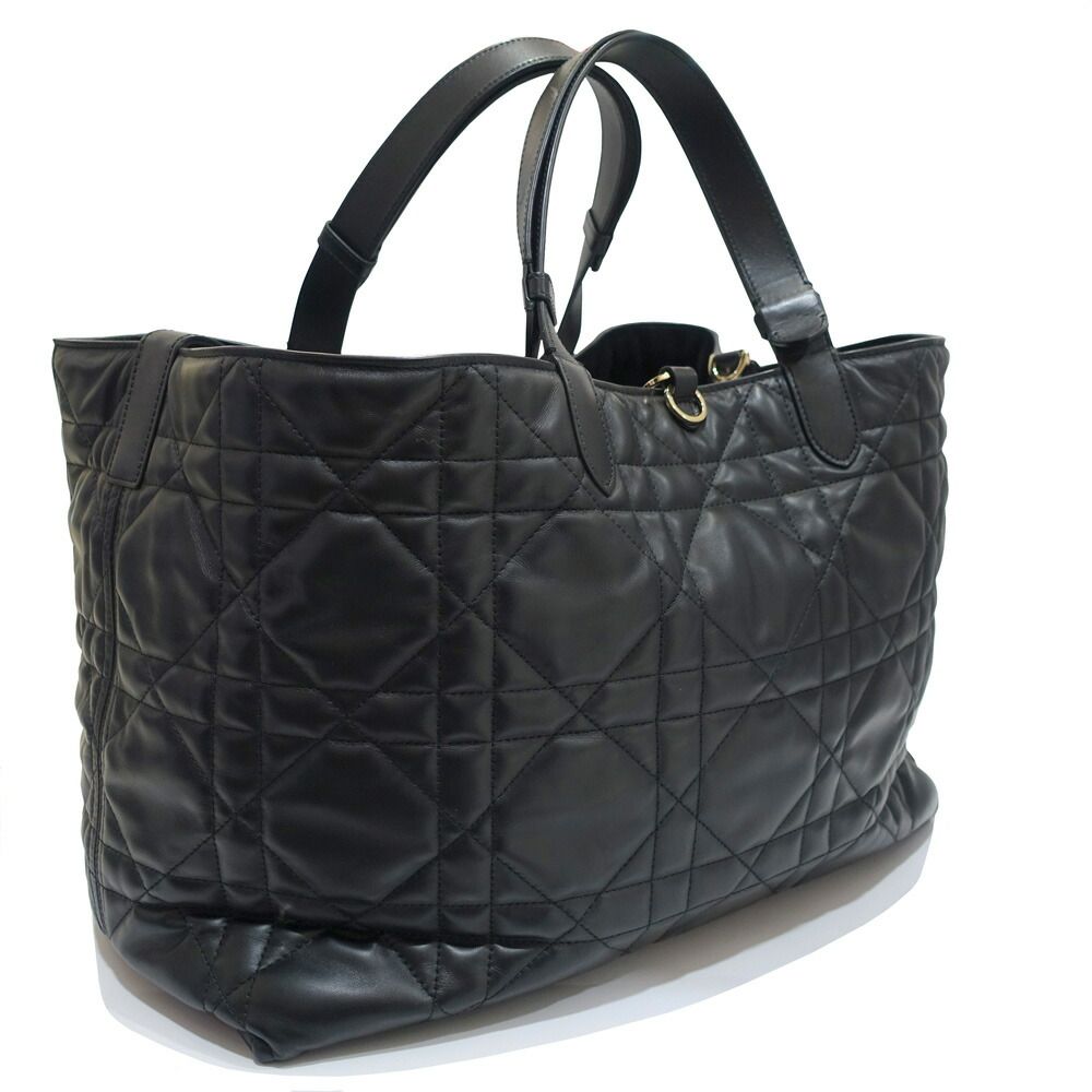 Dior Toujour Large Tote Macro Cannage Leather Black Gold — view 2