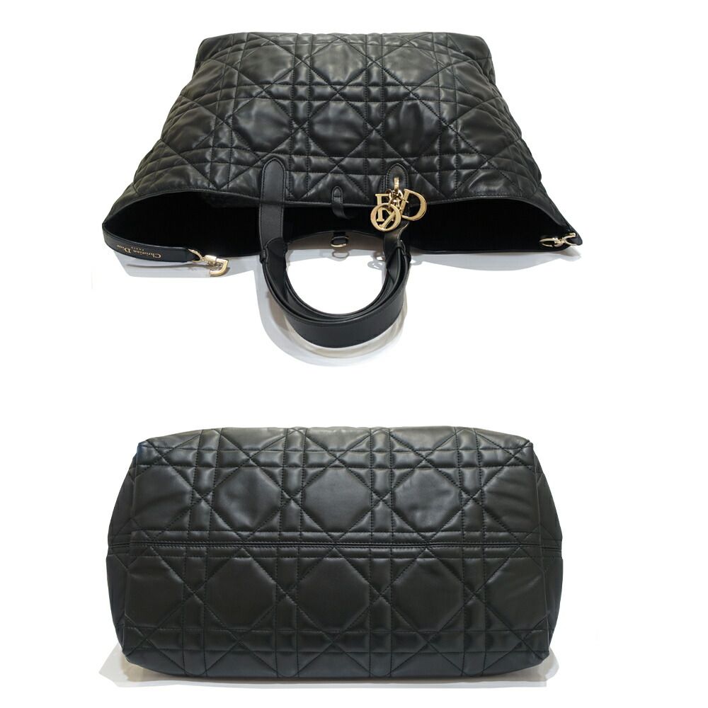Dior Toujour Large Tote Macro Cannage Leather Black Gold — view 3