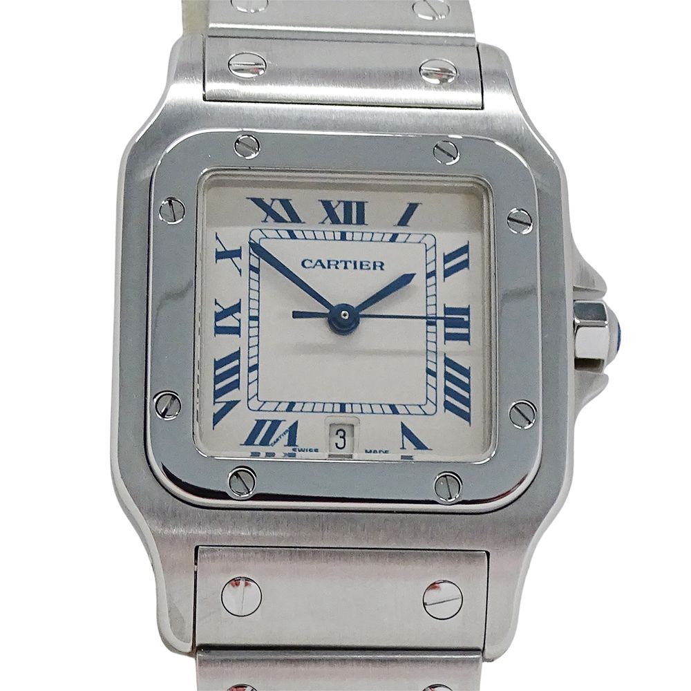 Cartier Watch Santos Galbe LM Date Quartz Stainless Steel Silver Ivory Polished — view 2