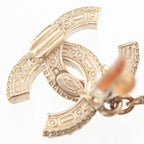 Chanel CC Logo Pearl Rhinestone Earrings Gold Black — view 8