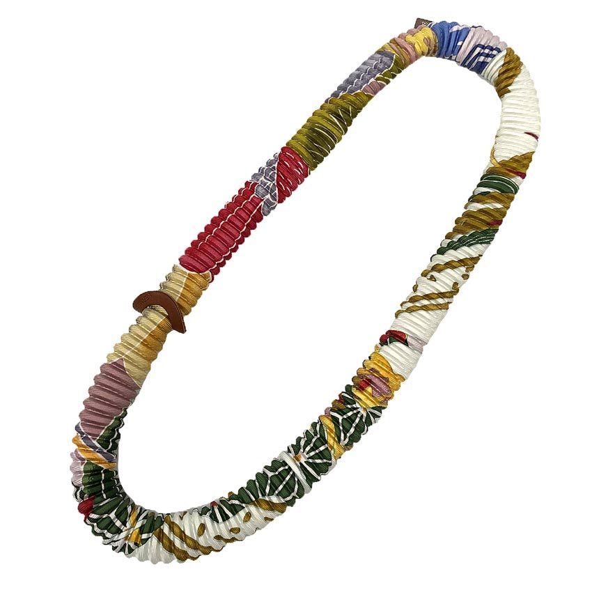 Hermes Petit Pleated Silk Necklace White — view 2