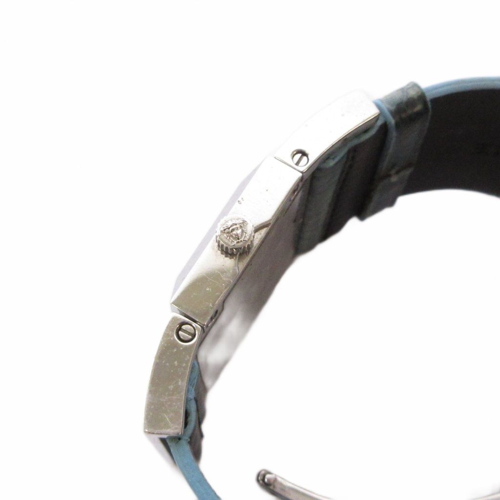 Versace Watch Quartz Analog 2 Hand Leather Band Medusa Light Blue Silver Color — view 4