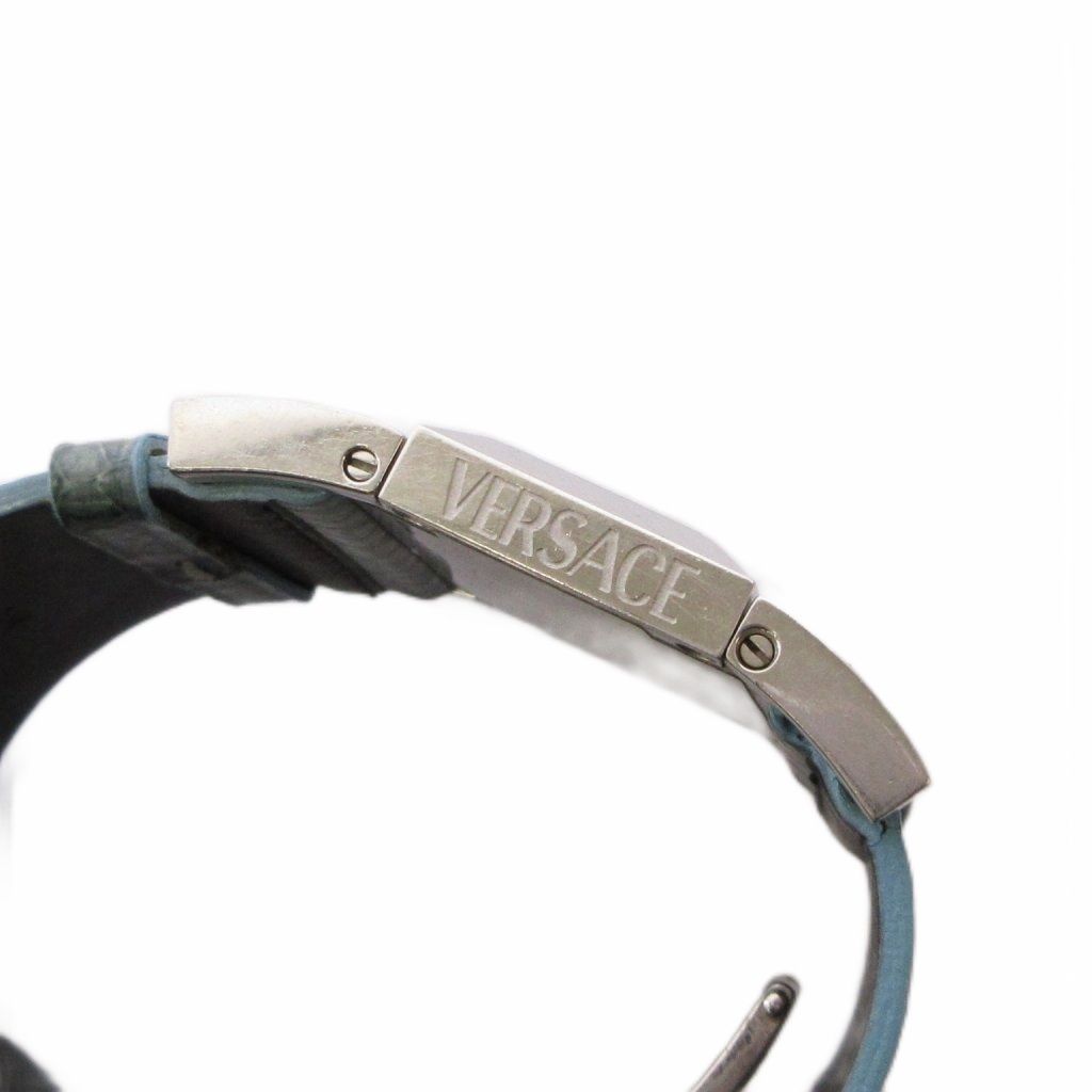 Versace Watch Quartz Analog 2 Hand Leather Band Medusa Light Blue Silver Color — view 8