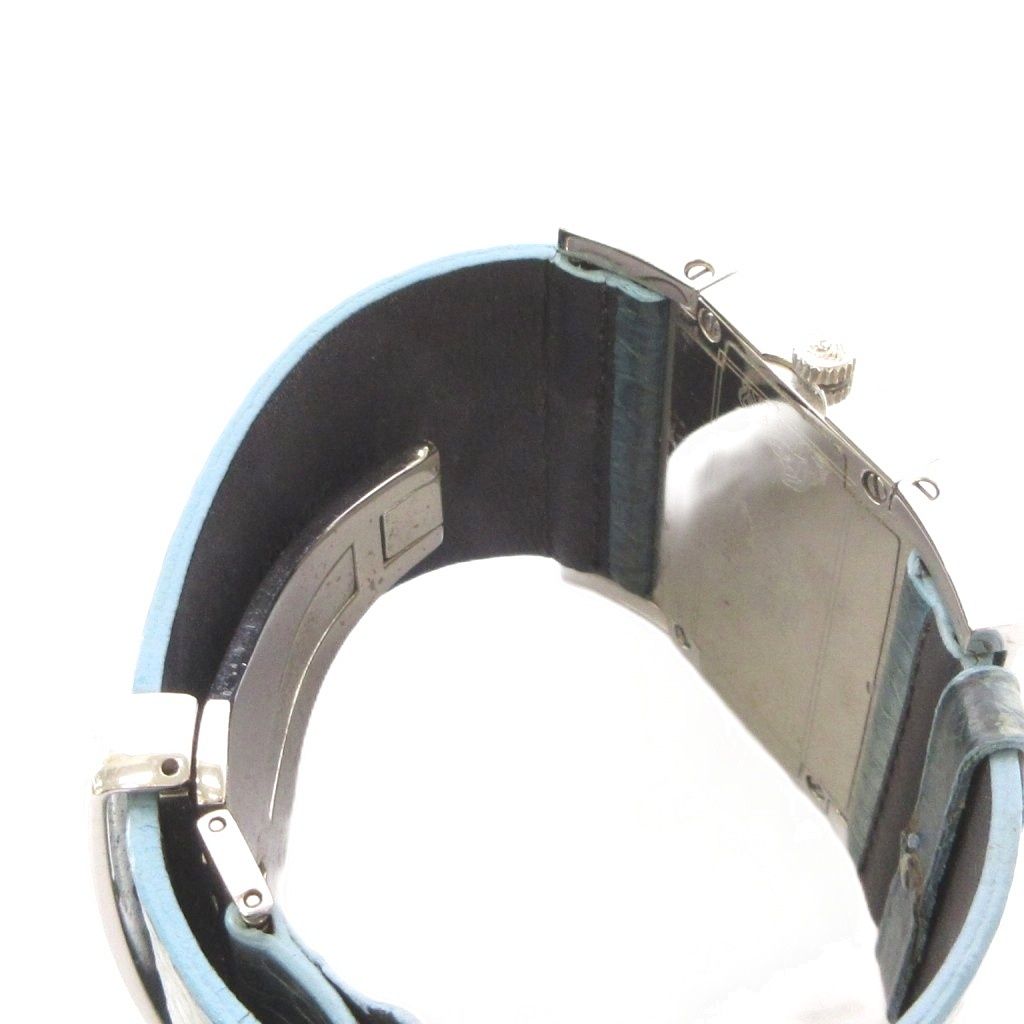 Versace Watch Quartz Analog 2 Hand Leather Band Medusa Light Blue Silver Color — view 7