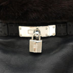 Hermes Princess Kelly Gloves Cadena Lamb Leather Mink 6 Black Brown YT — view 3