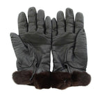 Hermes Princess Kelly Gloves Cadena Lamb Leather Mink 6 Black Brown YT — view 2