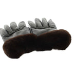 Hermes Princess Kelly Gloves Cadena Lamb Leather Mink 6 Black Brown YT — view 5