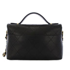 Chanel Top Handle Caviar Leather Chain Shoulder Bag Black KH — view 3