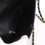 Chanel Top Handle Caviar Leather Chain Shoulder Bag Black KH — view 6