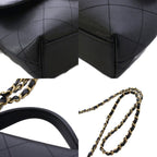 Chanel Top Handle Caviar Leather Chain Shoulder Bag Black KH — view 9