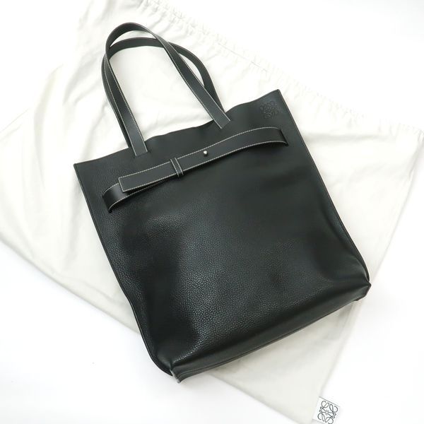 Loewe Vertical Belt Tote Black Grain Calf Leather with Cloth Shipping — view 2