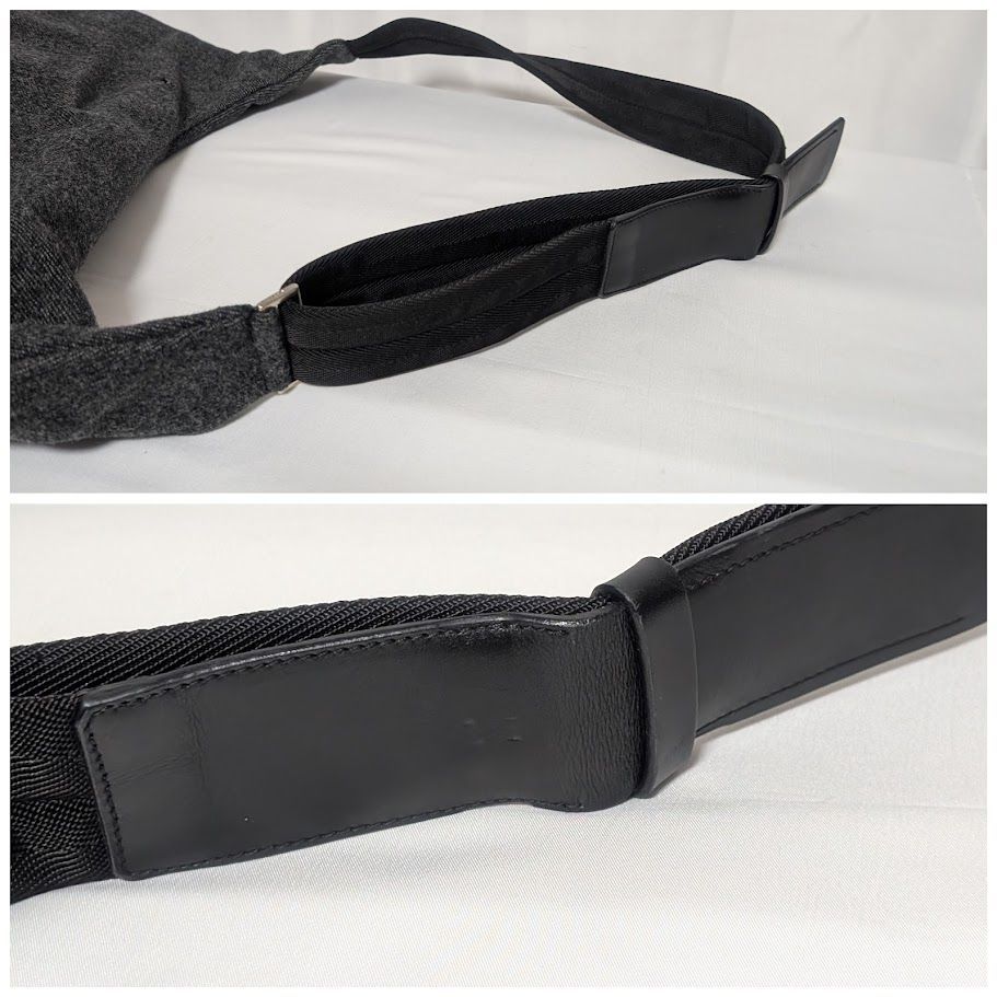 Prada Wool Triangle Logo Gray Messenger Bag Length Adjustable — view 6