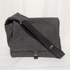 Prada Wool Triangle Logo Gray Messenger Bag Length Adjustable