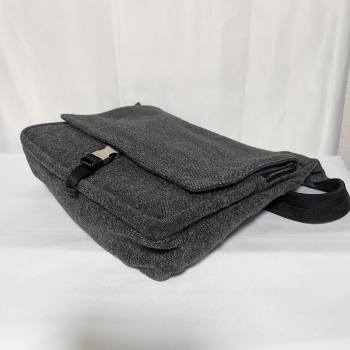 Prada Wool Triangle Logo Gray Messenger Bag Length Adjustable — view 5