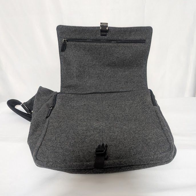 Prada Wool Triangle Logo Gray Messenger Bag Length Adjustable — view 7