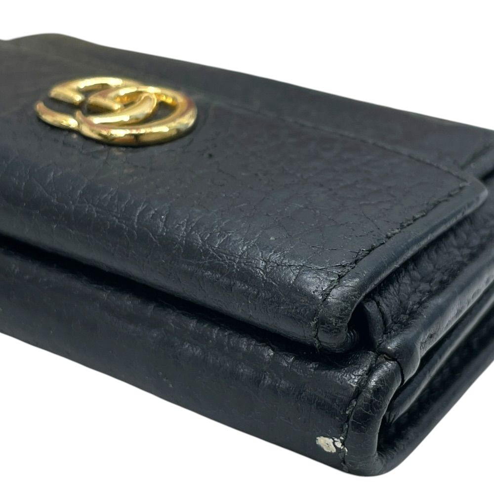 Gucci GG Marmont Trifold Wallet Mini Leather Black Gold Logo Sophisticate — view 3
