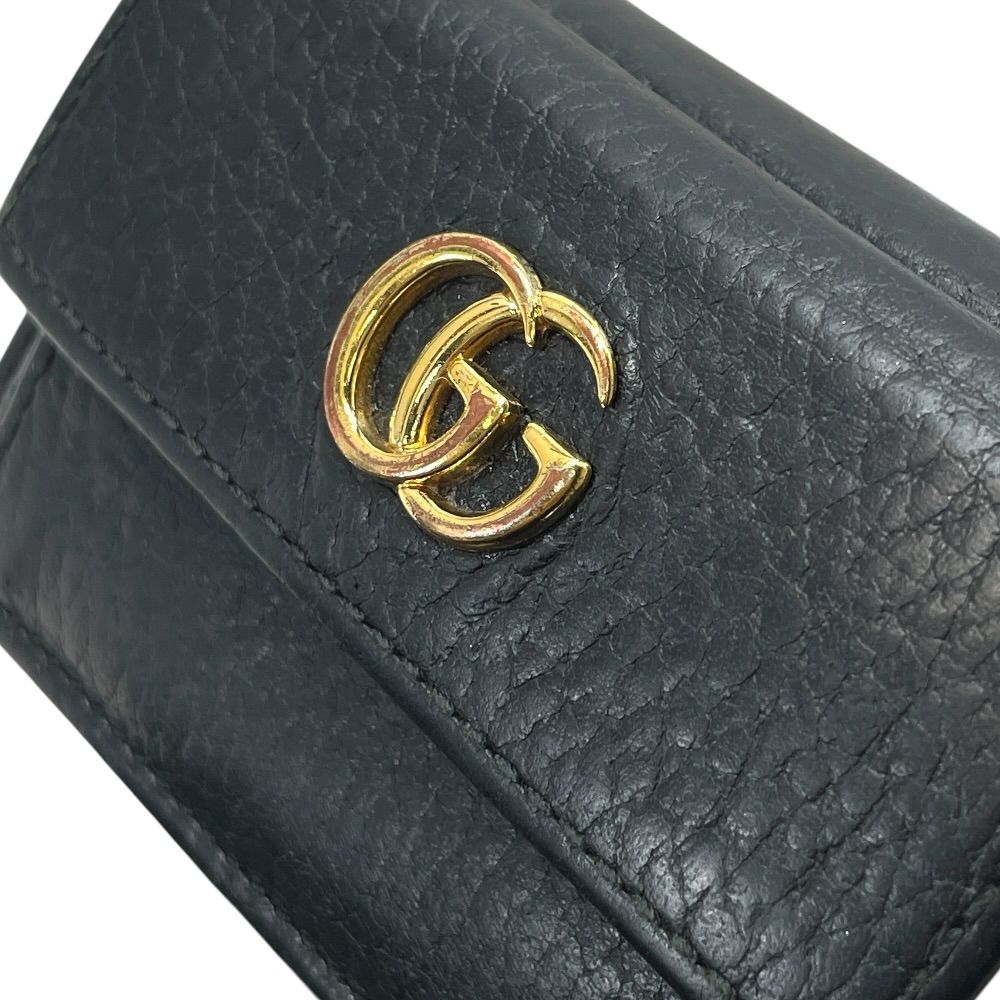 Gucci GG Marmont Trifold Wallet Mini Leather Black Gold Logo Sophisticate — view 5