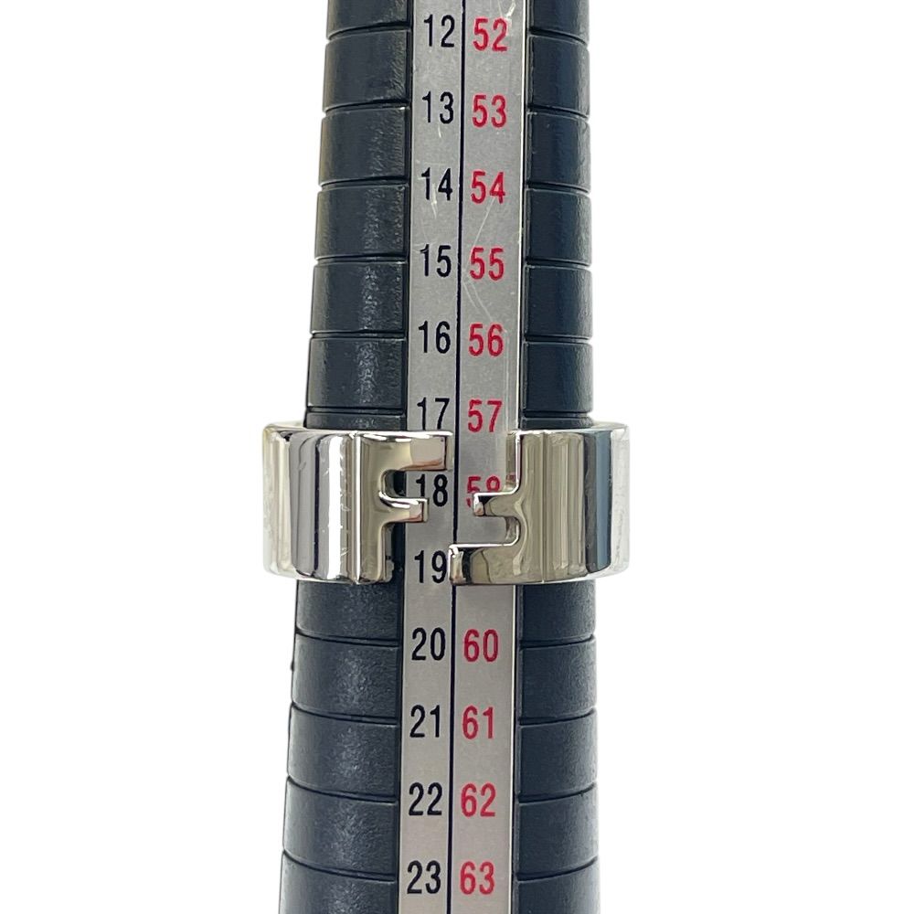 Fendi FF Motif Logo Ring Silver Metal Sophisticated Presence Mode Couple — view 9