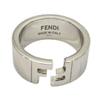 Fendi FF Motif Logo Ring Silver Metal Sophisticated Presence Mode Couple — view 7