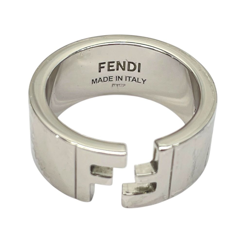 Fendi FF Motif Logo Ring Silver Metal Sophisticated Presence Mode Couple — view 7