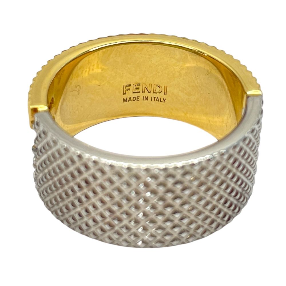 Fendi FF Motif Logo Ring Silver Gold Metal Sophisticated Presence Mode — view 6