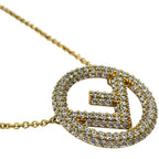 Fendi Is FF Logo Long Necklace Pendant Gold Rhinestone Classic Glamorous — view 3