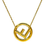 Fendi Is FF Logo Long Necklace Pendant Gold Rhinestone Classic Glamorous — view 2