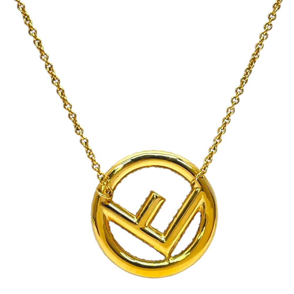 Fendi Is FF Logo Long Necklace Pendant Gold Rhinestone Classic Glamorous — view 2