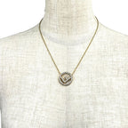 Fendi Is FF Logo Long Necklace Pendant Gold Rhinestone Classic Glamorous — view 9