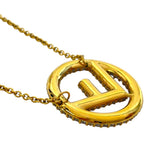 Fendi Is FF Logo Long Necklace Pendant Gold Rhinestone Classic Glamorous — view 5