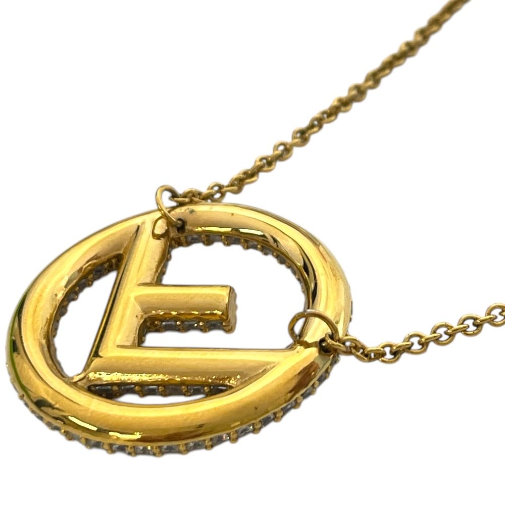 Fendi Is FF Logo Long Necklace Pendant Gold Rhinestone Classic Glamorous — view 6