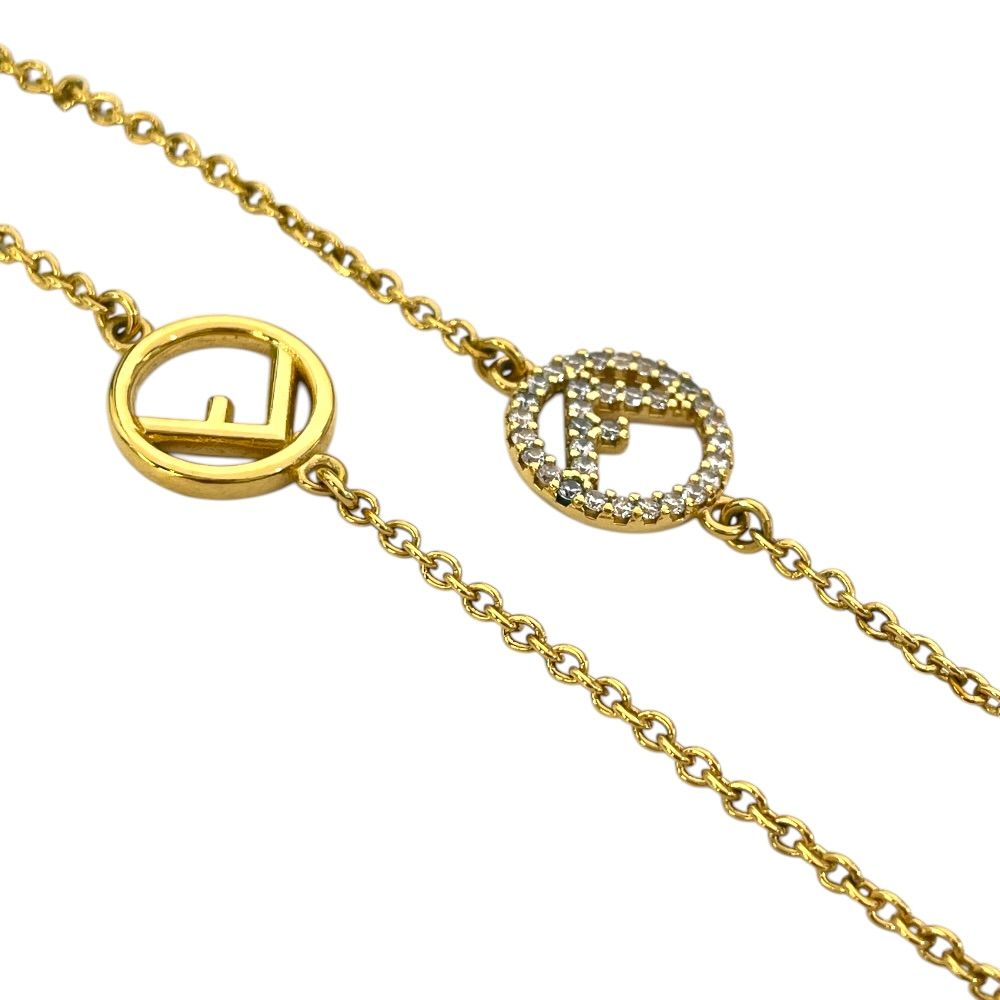 Fendi Is FF Logo Necklace Chain Pendant Gold Rhinestone Gorgeous — view 4