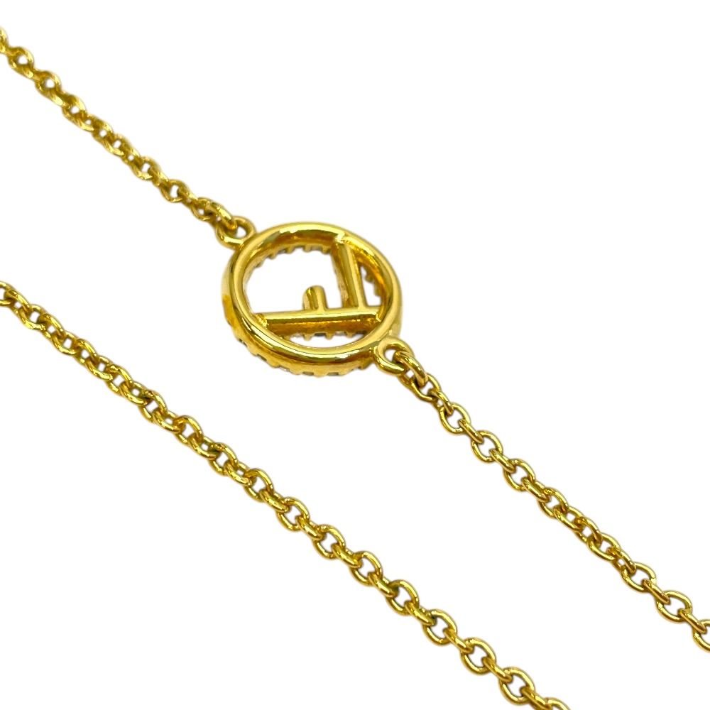 Fendi Is FF Logo Necklace Chain Pendant Gold Rhinestone Gorgeous — view 6