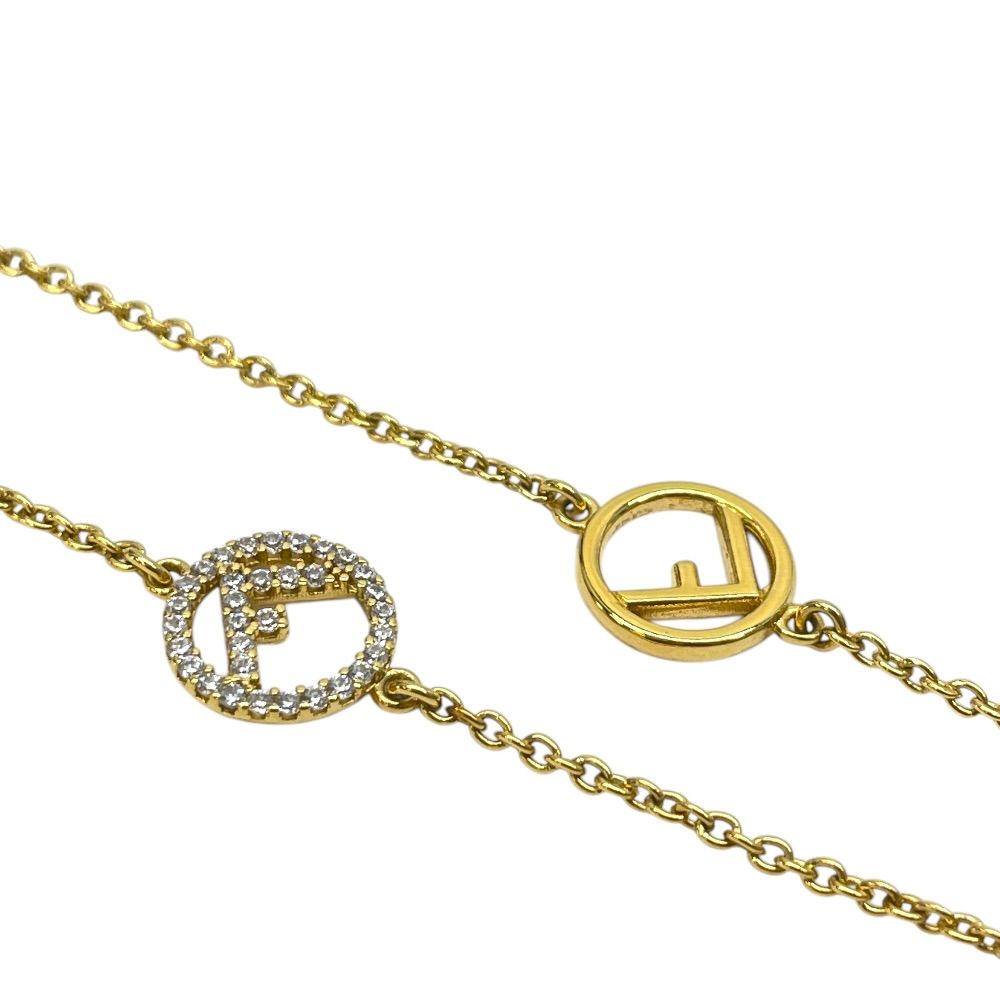 Fendi Is FF Logo Necklace Chain Pendant Gold Rhinestone Gorgeous — view 3