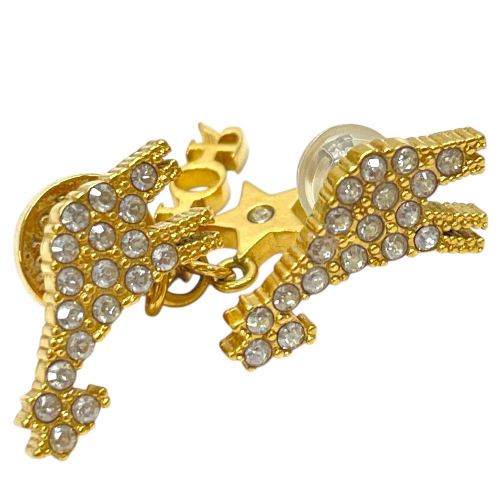 Dior Crystal Earrings Giraffe Star Logo Gold Rhinestone Classic Gorgeous — view 2