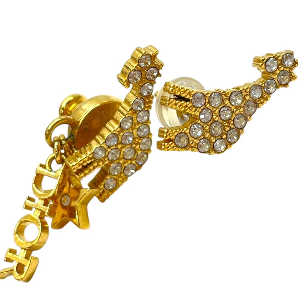Dior Crystal Earrings Giraffe Star Logo Gold Rhinestone Classic Gorgeous — view 3