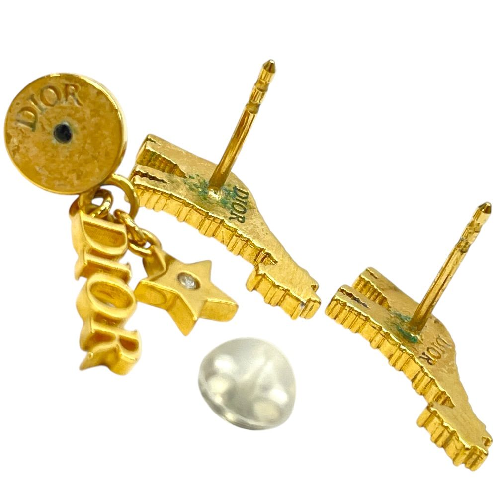 Dior Crystal Earrings Giraffe Star Logo Gold Rhinestone Classic Gorgeous — view 4