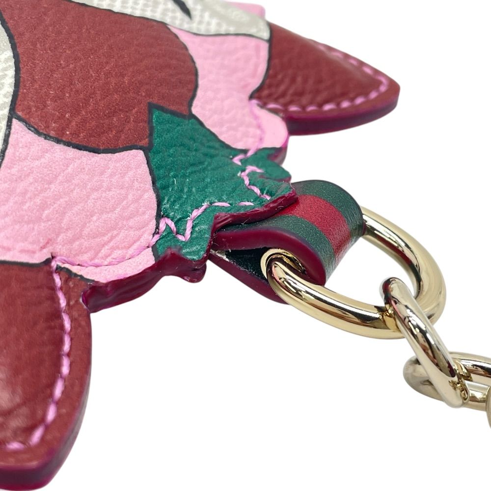 Gucci Besties Charm Key Ring Key Holder Gold Metal Leather Sophisticated — view 9